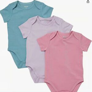 EUC Hanes Baby Pure Comfort Organic Short Sleeve Bodysuit, 0-3m, 3-Pack